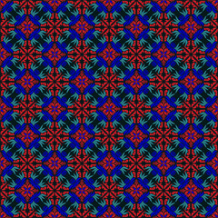Beautiful seamless red and blue flowers