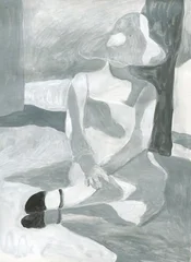 abstract woman in forest. watercolor painting. illustration © Anna Ismagilova