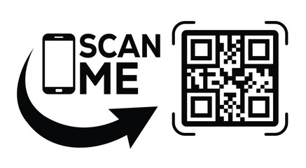 QR code scan icon set. Scan me frame. QR code scan for smartphone. QR code for mobile app, payment and identification. Vector illustration.