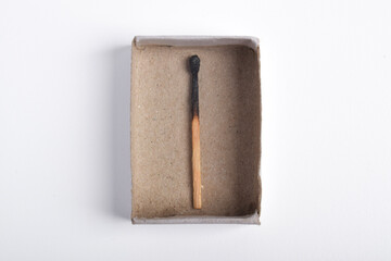 Burning matches in the matchbox isolated on white background. Box of matches.