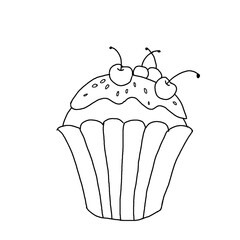 set of cupcakes hand drawing illustration 