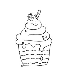 set of cupcakes hand drawing illustration 