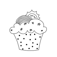set of cupcakes hand drawing illustration 