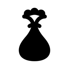 Stylized Moneybag or Pouch with a knotted Top in Black and White