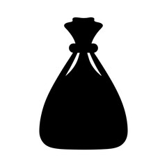 Black and white image of a tied bag suitable for carrying items