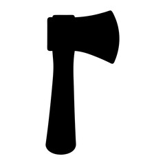 Simple Black Silhouette of an Axe for Wood Cutting and Camping