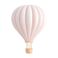 Pink hot air balloon floating on white background