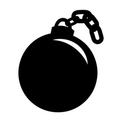 Minimalist black ball and chain artwork, suitable for graphic design uses