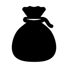 Fototapeta premium Simple black silhouette illustration of a money bag or sack with tie