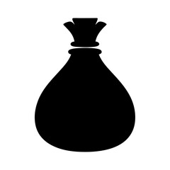 Simple black money bag silhouette isolated on a white background image