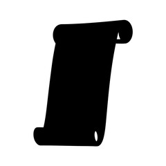 Black silhouette of an old paper scroll with curled edges and vintage feel