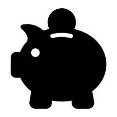 Simple and stylized vector graphic of a piggy bank with a coin