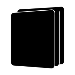 Stacked black squares with rounded edges, representing digital files or documents