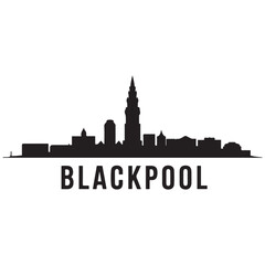 Fototapeta premium Blackpool skyline silhouette. Vector illustration. Vector black silhouette. with white background.