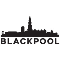 Fototapeta premium Blackpool skyline silhouette. Vector illustration. Vector black silhouette. with white background.