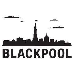 Fototapeta premium Blackpool skyline silhouette. Vector illustration. Vector black silhouette. with white background.