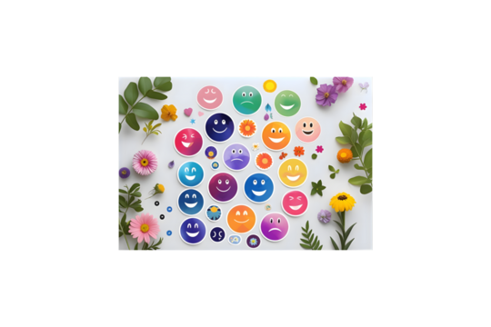 Colorful Emojis Bloom Amidst Vibrant Flowers 4k , Generative AI