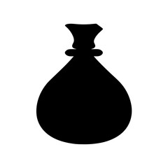 A silhouette image of a sack or bag with a tied neck