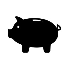 Black Piggy Bank Silhouette Illustration Isolated on White Background for Savings Concept