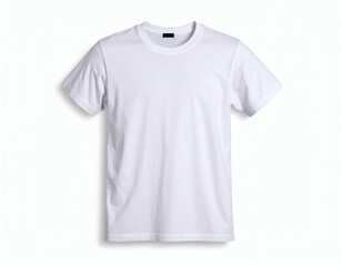 Blank white t-shirt mockup, a casual cotton apparel template with a front view, isolated on a white background