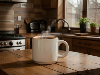 Obraz premium Ceramic Coffee Mug with Steam Rising