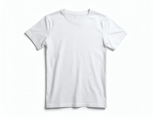 Blank white t-shirt template for men, isolated with a front view, made of cotton textile, perfect for casual wear design and fashion apparel