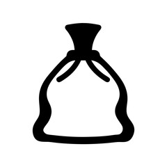 Silhouette illustration of a sack tied with ropes, simple and minimal design