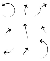 Curved and Straight Arrow Flat Design Vector Icons Set