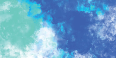 Abstract watercolor cloudscape in blue green and white for background texture and digital design