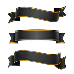 A collection of vintage gold ribbons and banners are shown in a vector illustration, perfect for awards, labels, or other decorations