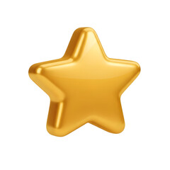 3d single shiny golden star isolated on transparent background
