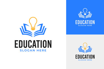 Education book bulb logo design template vector illustration