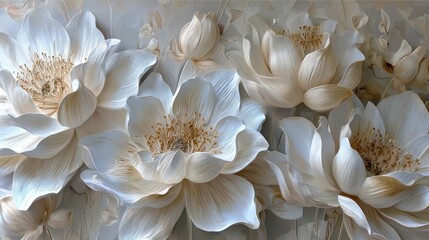 Close-up of sculpted white lotus flowers
