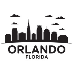 Fototapeta premium Orlando skyline silhouette. Landscape Orlando, Florida. Vector illustration. Vector black silhouette. with white background.