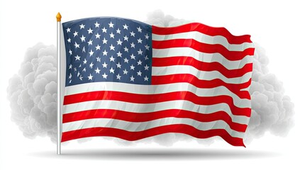 Obraz premium Waving American flag against smoky clouds