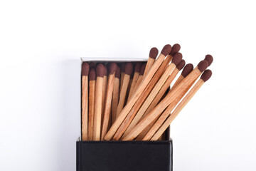 Box of matches isolated on white background, close up