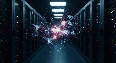 Server Room Data Plexus and Binary Code