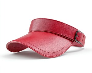 Red leather visor cap
