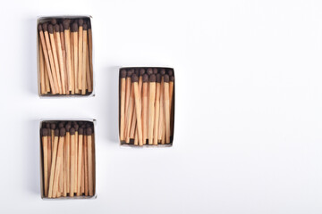 Box of matches isolated on white background, for ignition, safety, and household concept.
