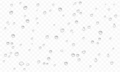 Realistic water drops. PNG drops, condensation on the window, transparent water drop. Abstract water drops, bubbles on transparent background, digital liquid design, Stock royalty free. 