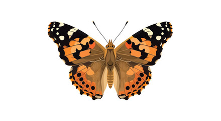 Detailed Vector Illustration of a Painted Lady Butterfly with Intricate Wing Patterns