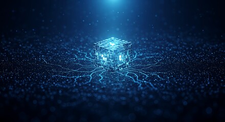 Glowing Cube with Connected Lines