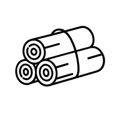 Outlined icon of stacked firewood logs – traditional fuel for winter warmth and fireplaces