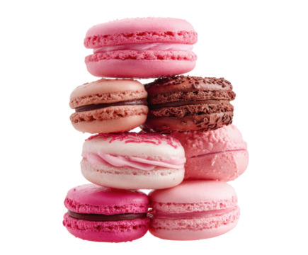 Pink macarons stacked in a delightful arrangement for dessert lovers