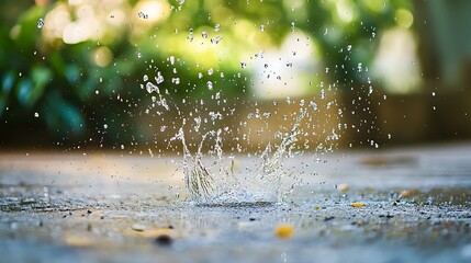 Water splash on a gray background. Shallow depth of field.