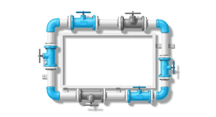 Modern plumbing frame design with blue accent for industrial applications