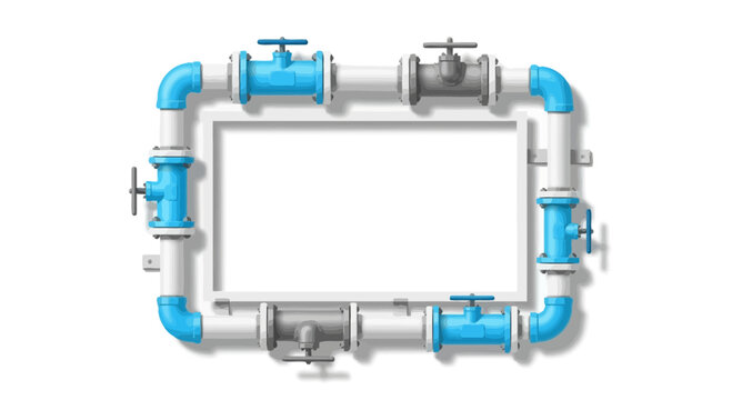 Modern plumbing frame design with blue accent for industrial applications