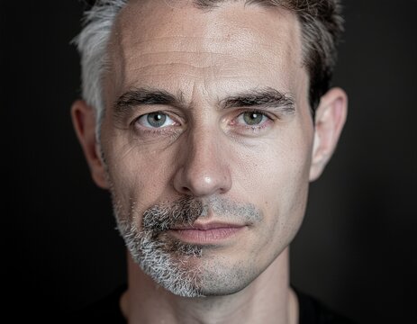 CloseUp Portrait of a Thoughtful Man with an Artistic and Stylish Hairstyle in Focus
