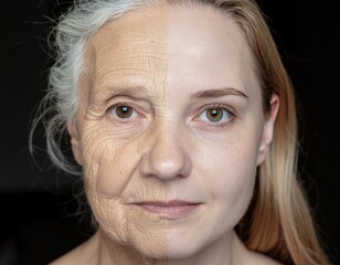 Aging and Youth The Intriguing Duality of Time as Captured on a Womans Beautiful Face