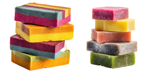 Colorful handmade soap bars stacked aesthetically for natural beauty